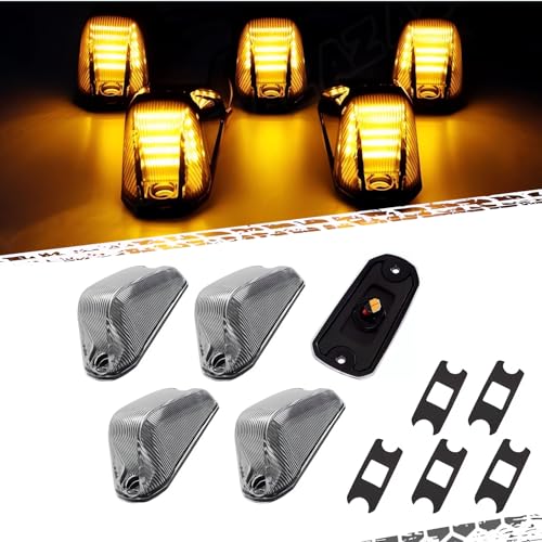 KOMAS Cab Roof Top Marker Lights Amber Led Clearance Running Lamps Compatible with 2014-2023 Dodge Ram ProMaster 1500 2500 3500,5PCS (Clear Len)