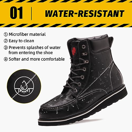 ANGRYRAM Work Boots for Men Steel/Soft Toe Boots,Waterproof Slip Resistant Industrial & Construction Work Boots2