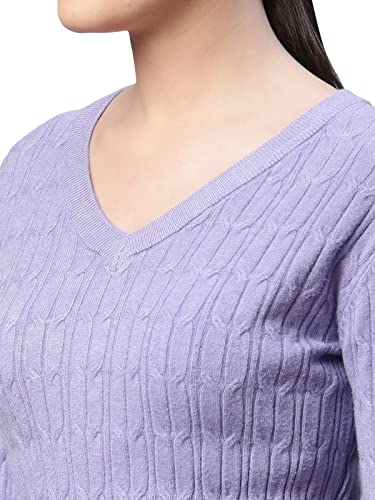 Image of Global Republic Acrylic Regular Fit V-Neck Full Sleeves Pullover for Women