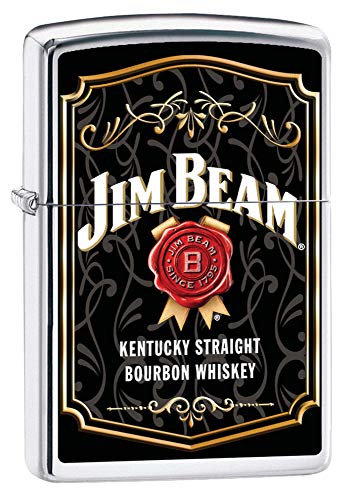 Zippo Jim Beam Label Satin Chrome Pocket Lighter, Satin Chrome Jim Beam, One Size