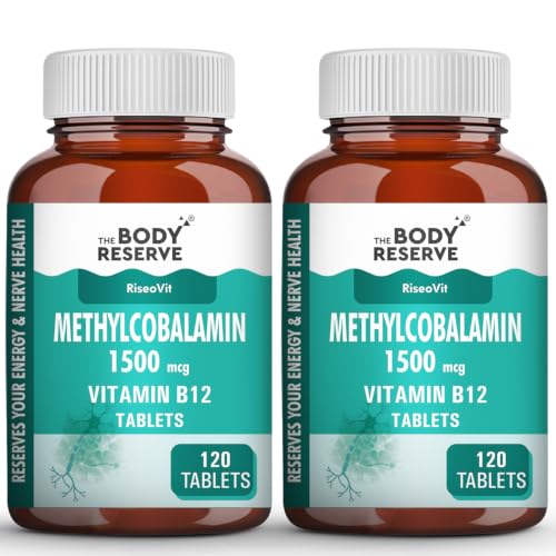Image of THE BODY RESERVE Vitamin B12 Tablets 1500 mcg as Methylcobalamin Vitamin B12 Supplements for Men & Women -120 Veg tablets (4 Months Supply Pack) (Pack - 2)