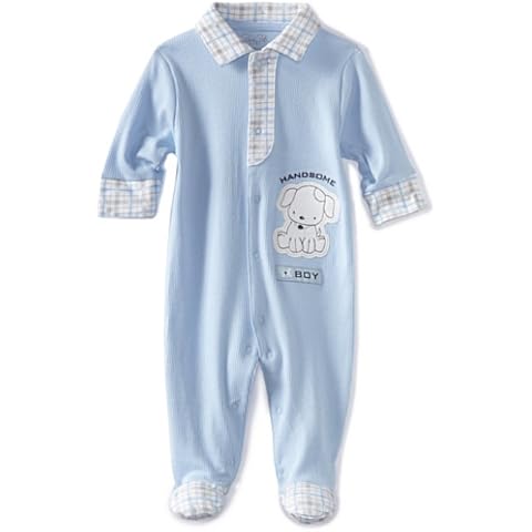 Rene Rofe Baby Newborn Boys Handsome Boy Footed Coverall, Blue/Plaid, 0-3 Months Cover