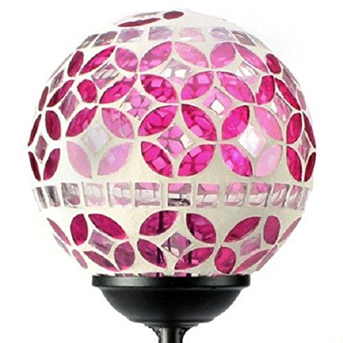 Solar Power Mosaic Glass Pink Ball Garden Light, Color Changing Multi-Color Yard Pink Light #TOP1