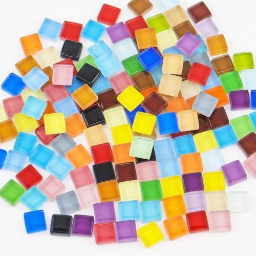 alwaiiz 1kg de pierres de mosaïque, 1 x 1 cm de pierres de mosaïque pour loisirs créatifs, mini pierres de mosaïque en verre pour projets artistiques,...