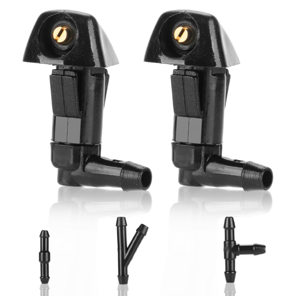 Windshield Washer Nozzles Wiper Spray Nozzle with 3 pcs Connectors - Compatible for Honda Accord 2003-2007 for Honda Ridgeline 2006-2014 for Acura TL 2004-2008 - Replace Part 76815-SDA-A11 - Set of 2