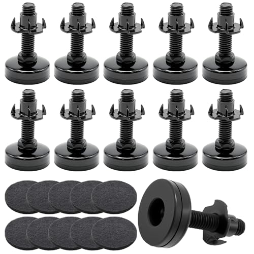 Hoypeyfiy - Hoypeyfiy 6/10/16 Set Adjustable Furniture Leveling Feet, 3/8"-16 Thread Levelers for Cabinets Sofa Tables Chairs, Non-Slip Felt Pads for Hardwood Tile Carpet (10)