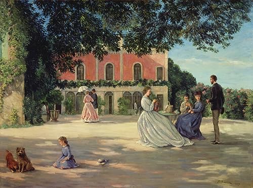 Lienzo de Reunión familiar en la terraza para dar elegancia a tu salón, 60x90cm