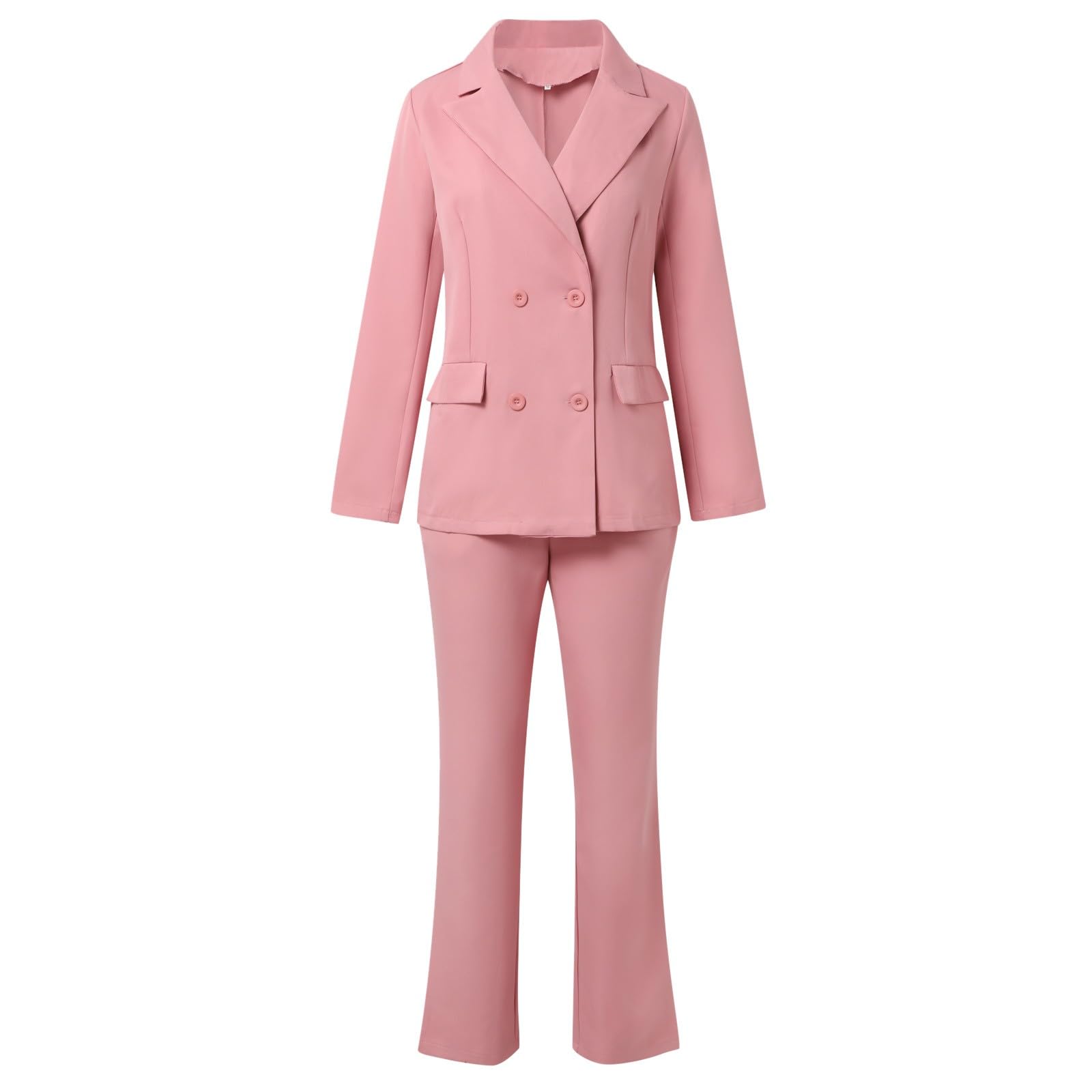 2025 - Traje de manga larga sólido para mujer, bolsillos, pantalones, traje elegante, 2 piezas, traje elegante para mujer