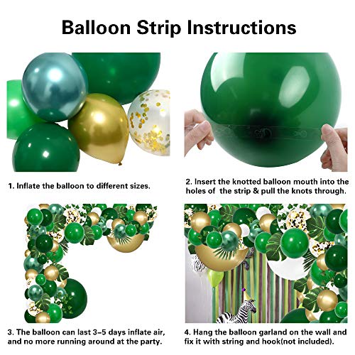 Rubfac SERONLINE20200327 152Pcs Jungle Party Balloons Garland Arch Kit Green Gold Balloon Arch Tropical Theme Party Decorations thumb #3