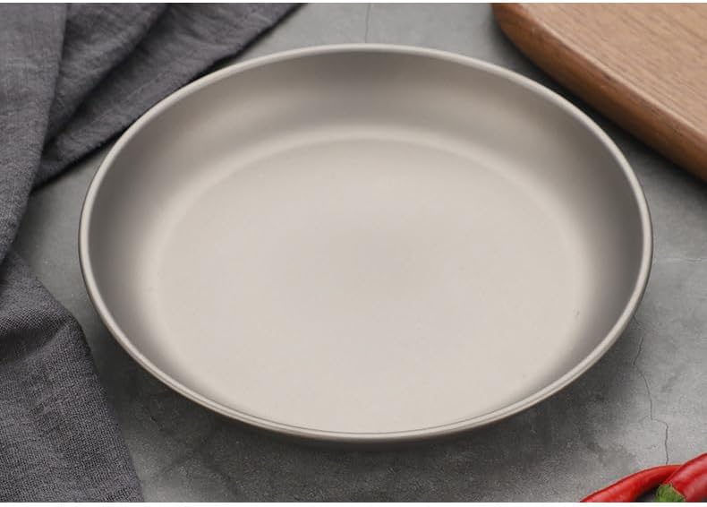 2PCS Pure Titanium Plate Outdoor Lightweight Portable Camping Picnic Tableware Household Tableware(L+BAG)