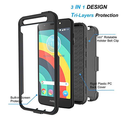 Njjex For Moto E5 Play Case, For Motorola E5 Cruise / Moto E5 Go Holster Clip, [Nbeck] Heavy Duty Built-In Screen Protector Rugged Locking Swivel Belt Clip Kickstand Hard Shell Phone Cover [Black] #TOP1