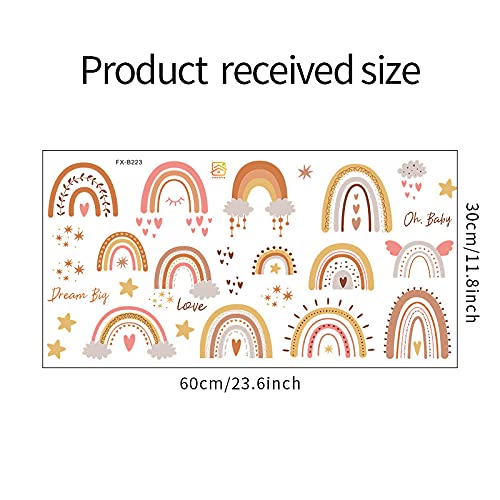 Image of Boho Rainbow Wall Decor Stickers Watercolor Rainbow Heart Star Wall Stickers For Girls Boys Baby Bedroom Nursery Classroom Kids Play Room Home Decor