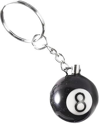 8 Ball Black Pool Ball Keyring Keychain