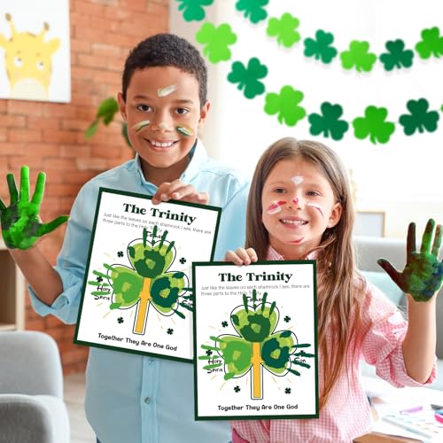 Motipuns 30 cartões de impressão à mão do dia de São Patrício com 3 peças de almofadas de tinta gran