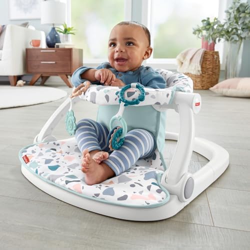 Fisher-Price Portable Baby Chair Sit-Me-Up Floor Seat with Removable Newborn Activity Toys & Pacific Pebble Machine Washable Pad