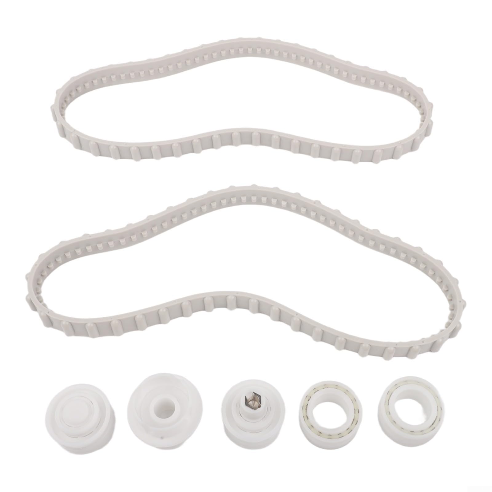 Kit cuscinetto e binario per robot da piscina, 7 pezzi per Hayward | Set da 7 pezzi, per 4 cuscinetti, 2 binari, ripristina il movimento, prolunga la vita del robot, gomma plastica bianca