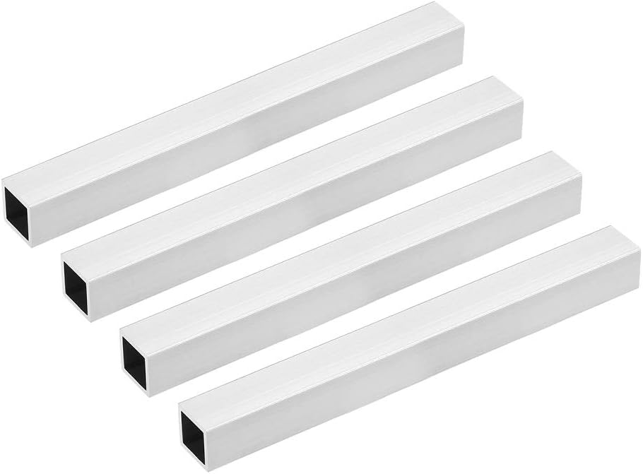 uxcell 6063 Aluminum Square Tube, 20mmx20mmx2mm Wall Thickness 200mm/7.87" Length Seamless Straight Pipe Tubing 4 Pcs