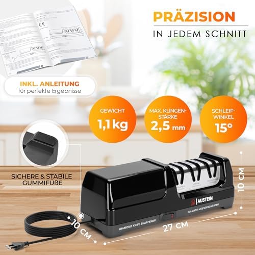 Bild 5 - Diamant Messerschärfer elektrisch TG2202 - Der 3 Phasen Messerschleifer mit 15 Grad und magnetischem Spänekollektor
