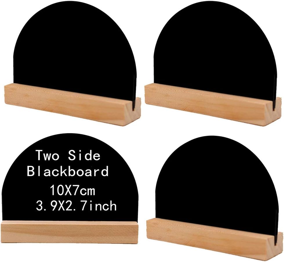 GuanjunLI 1Pc Mini Chalkboard Set of 4 Mini Blackboard Wooden Paintboard Square Notice Boards Plinth for Arts Message Signs Shop Decoration