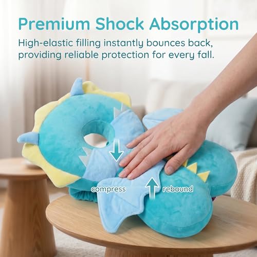 Image of Baby Head Protector Backpack - Soft & Lightweight Head Protection Pad for Bebe Walking and Crawling(Dragon)
