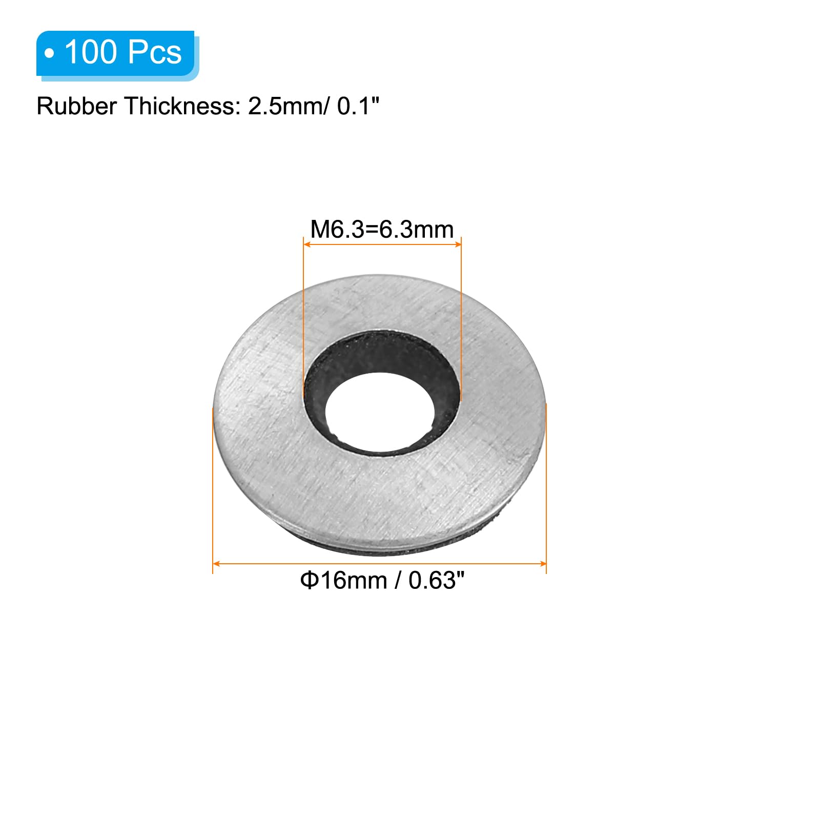 PATIKIL 1/4"x5/8" EPDM Bonded Sealing Washers - Image 2