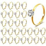QfwdfcTrenz 50 Pack Gold Diamond Engagement Rings, Adjustable Bridal Shower Game Ring Fake Wedding Rings for...
