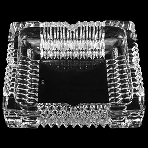 ZEONHAK 4 Pack 7 Inches Square Glass Ashtray, Luxury Glass Ashtray for Cigarettes, Cigars, Office, Tabletop, Restaurant, Decoration