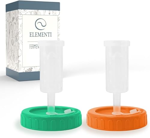 Elementi Juego de 2 tapas de fermentación - Kit de fermentación para frascos Mason de boca ancha, chucrut, esclusas de aire para tapas de disponible en Yaxa Venezuela