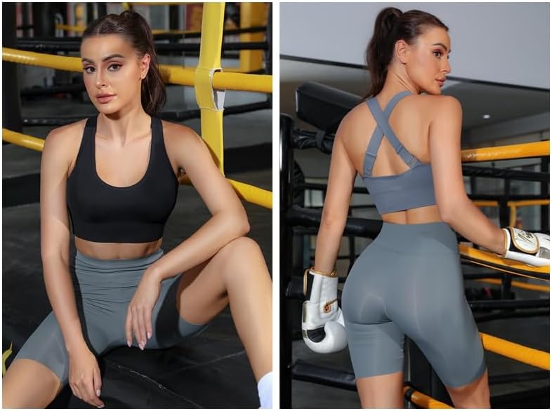 Sykooria Adjustable Sports Bra for Women High Support Padded Workout Tops Packs Gym Fitness Running Yoga Bras - Image 2