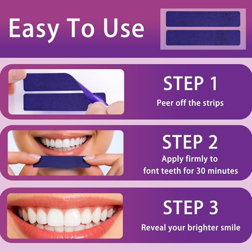 Image of Purple Teeth Whitening Strips 14 Treatments, Whitening Strips for Sensitive Teeth and Enamel Safe, Teeth Whitening Effectively Remove Stains (28 Strips)