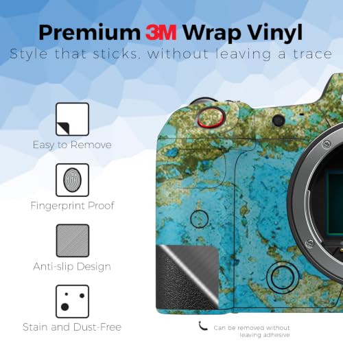 Image of Camera Skin Compatible with Canon EOS R5C (2022) - Teal Marble - Premium 3M Vinyl Protective Wrap Decal Cover - Easy to Apply | Crafted in the USA by MightySkins