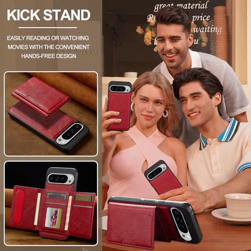 HXY Wallet Case for Google Pixel 10 Pro XL, Compatible with MagSafe for Men Women, Detachable Magnetic Wallet Phone Case with Card Slot Holder RFID Blocking for Pixel 10 Pro XL, Red - image 6