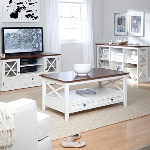 Belham Living Hampton Console Table 2 Shelf Bookcase, White/Oak - Thumbnail 5