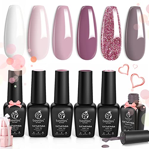 Beetles Conjunto de esmalte em gel romântico para casamento, presente de férias, 6 cores clássico fr