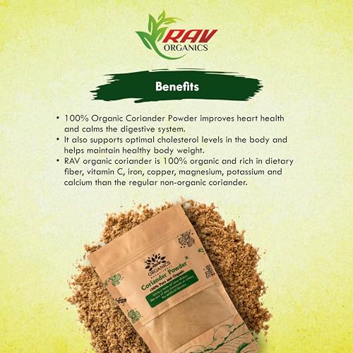 Image of Rav Organics Organic Dhaniya Powder 200g | 100% Natural Coriander Powder | Traditional & Authentic Indian Spices | Sun-Dried & Stone-Ground | NPOP Certified Organic, Non-GMO, Chemical & Preservative Free
