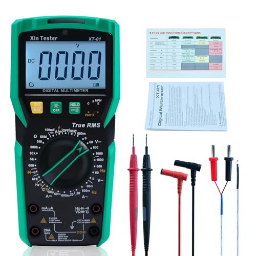 Digital Multimeter Auto Ranging Voltmeter TRMS 6000 Counts AC DC Volt Amp Ohm Capacitor Temperature Tester Flashlight(Multimeter