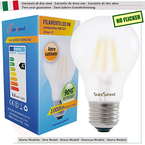 SUNSEED 10 X E27 9W (Equivalent to 83W) Filament LED Frosted GLS Light Bulb A60 Warm White 2700K, Pack of 10 - Warm White 2700k - Image 2