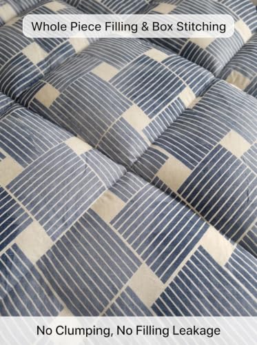 Image of Mafatlal 120 GSM Tulip Reversible Single AC Comforter | Premium Microfiber All Season Blanket Quilt |Lightweight Dohar Duvet for Bedroom & Travel | 154 x 228 cm | Denim Blue
