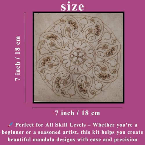 Image of Mandala Art Kit | 3 Premarked MDF Boards, 12 Acrylic Colors & 1 Ceramic Cone | DIY Painting Set for Kids & Adults | Mandala Dot Art & Home Decor Craft Kit