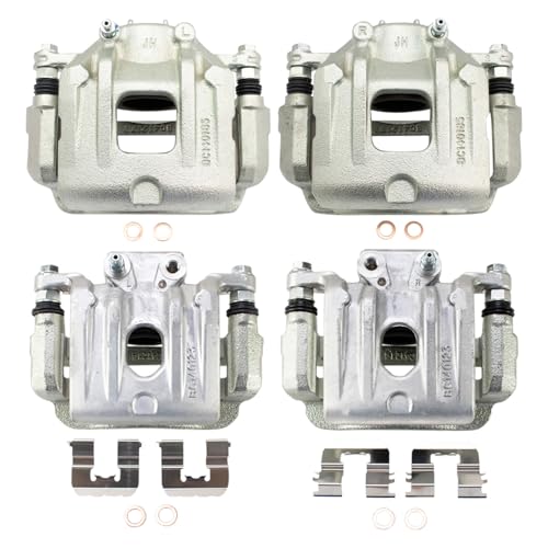 Image of TRQ Front and Rear Brake Caliper Set Zinc Coated Brackets Compatible with 2010-2012 Hyundai Santa Fe 2011-2013 Kia Sorento
