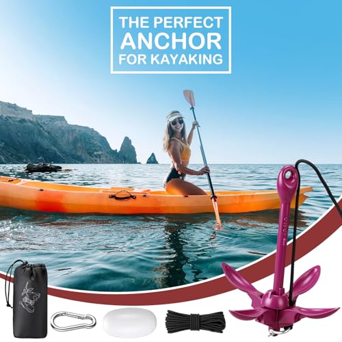 Image of Lounsweer 2 Pack 1.5 /3.5 lb Marine Kayak Anchor Kit Folding Grapnel Anchor Kit Boat Kayak Fishing Accessories for Small Boats Kayaks Canoe Paddle Boards