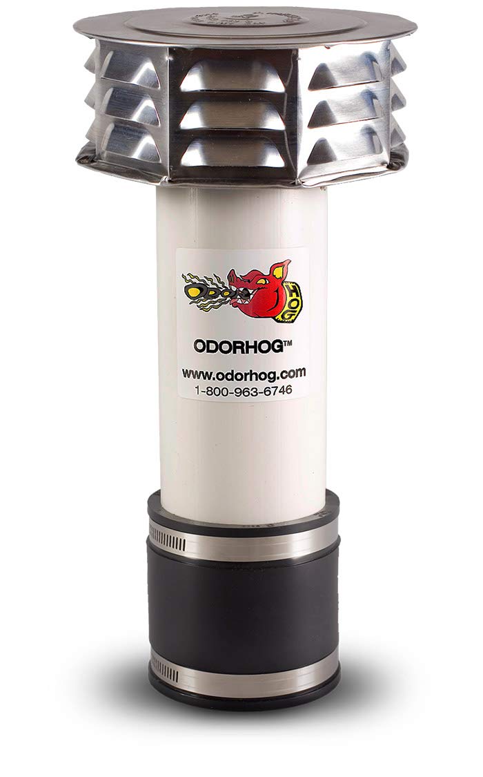 OdorHog Metal Cap Clamp On Vent Stack Pipe Filter 3", PVC, Removes Outdoor Septic and Sewer Odor Problems