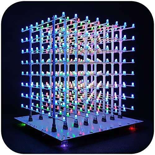 iCubeSmart 8x8x8 3D Led Cube Kit DIY Electronic Kits Teenagers Learning Soldering Project Kit with 3D Editing Software [3D8P-MULTI]