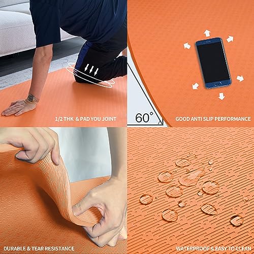 Hatha Yoga Large TPE Yoga Mat 6'x4'x1/2" Extra Thick Non-Slip Exercise Mat - for Yoga Pilates & Home Gym Workouts(Orange) by Hatha yoga - Image 4
