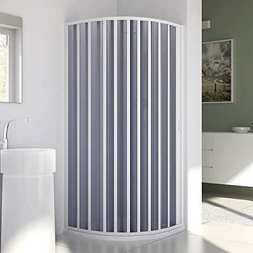 FORTE BR140001 Cabina de Ducha Free semicircular – Reducible – Ap. Lateral Reversible (70-90 x 70-90) H 185 cm, Color Blanco, 90x90 CM R55