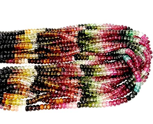 Tourmaline multicolore facettée LKBEADS en perles rondelles de 5mm pour création de collier