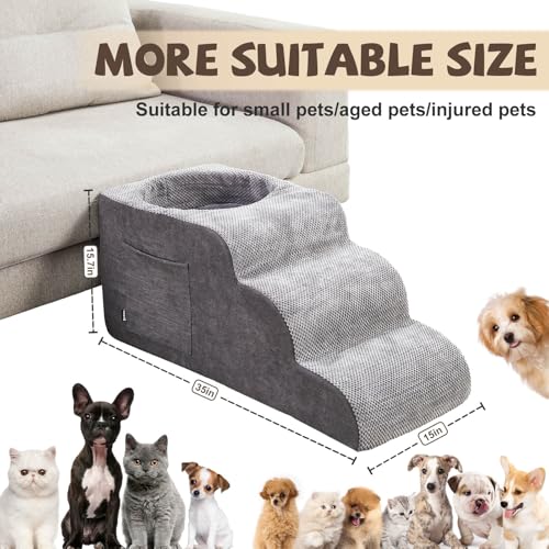 Dog Stairs, Dog Stairs for Old Pet, 3-Step Pet Stairs, Cat Steps for Bed, Dog Pad for Puppy, Pet Stairs for high beds, Old Dog Pet Bed, Non-Slip Pet Step Indoor, Grey - Image 6