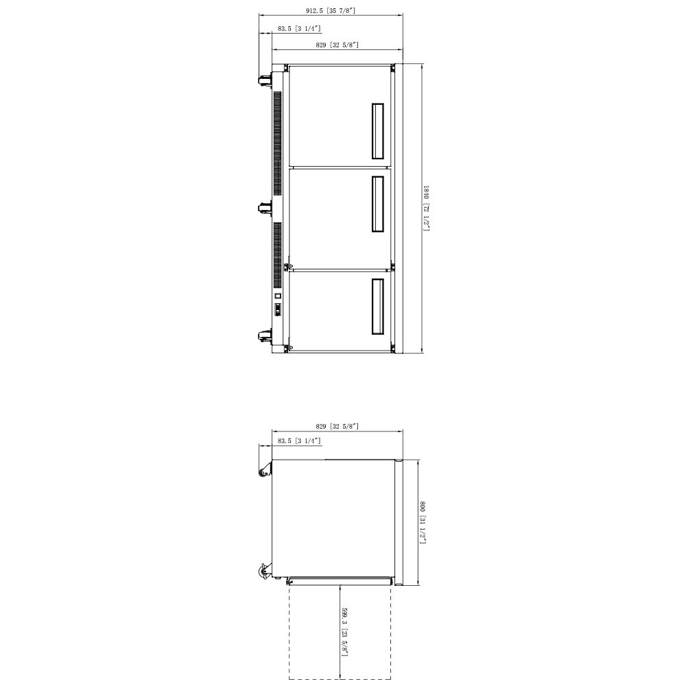 Dukers DUC72R 18.9 cu. ft. 3-Door Undercounter Commercial Refrigerator in Stainless Steel