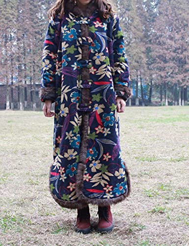 NFYM Womens Ladies Quilted Winter Coat Hooded Warm Parka Coats Long Overcoat Faux Fur Collar Outerwear Jacket4