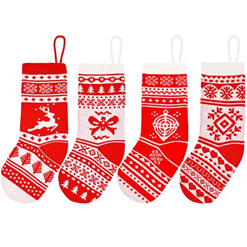 image for JOYIN 18” Christmas Stockings 4 Pcs, Large Size Rustic Cable Knit Xm